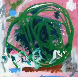 Kryptonite 18x18 - a collaboration by John Gascot and Allen for The Neuro-Diversity Project: Art and Autism